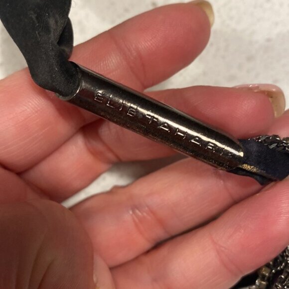 ELIE TAHARI FRANCA necklace silk black print pewter tie - Picture 4 of 5